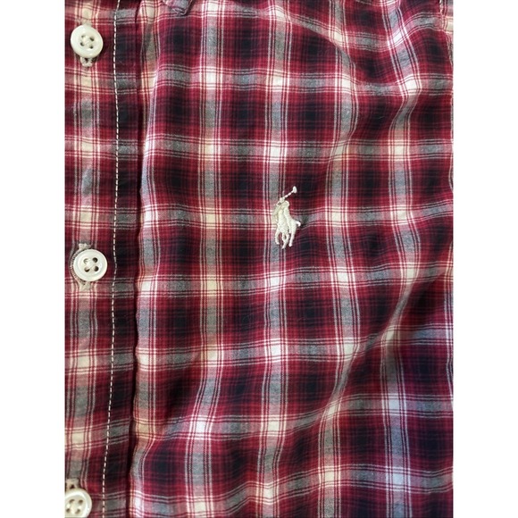 Ralph Lauren Boys Button Up Long Sleeve Shirt 4  Dress Up Preppy Pony  Plaid - Picture 2 of 4